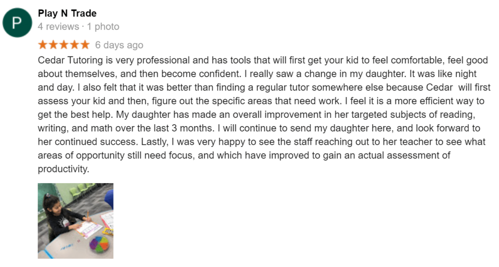 Cedar Tutoring Math Orland Park