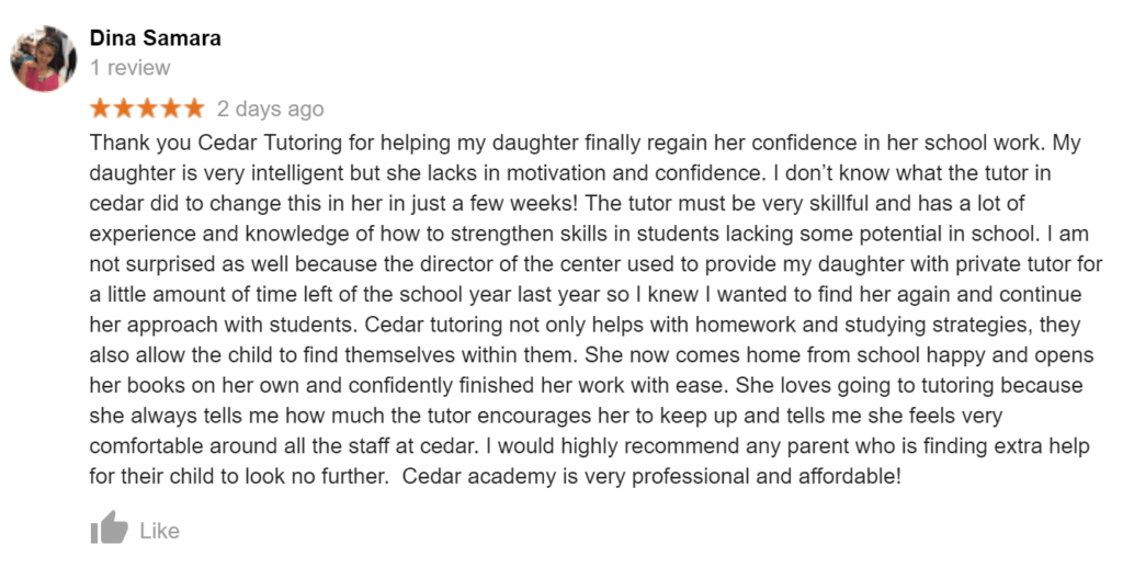 Cedar Tutoring Reading Tinley Park
